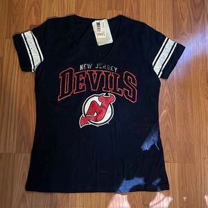 Distressed Womans NJ Devils Tshirt